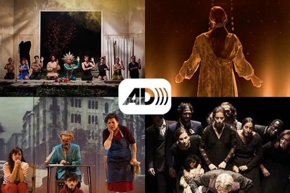 Sur le visuel, 4 photos, chacune représente respectivement les 4 spectacles audio descrits par les souffleurs de sens