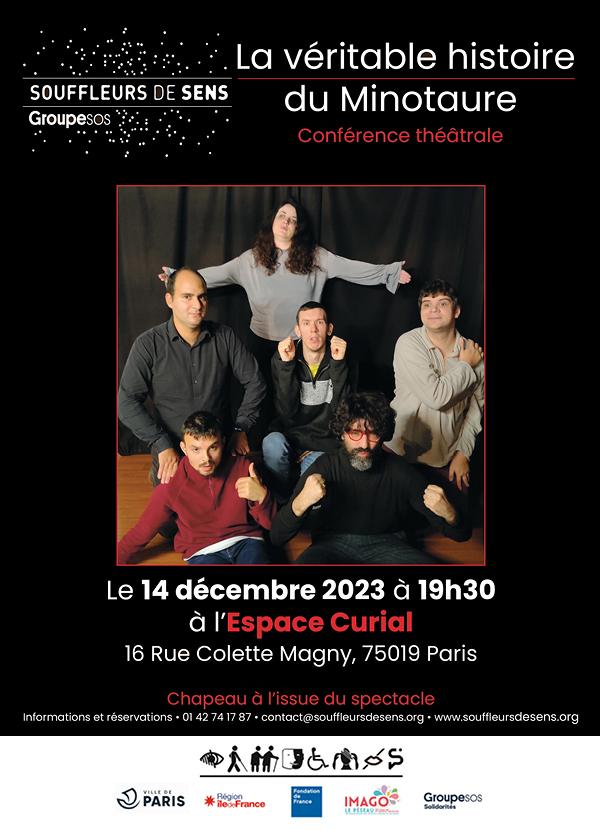 Photo en couleurs de 6 des 7 comédiens en groupe